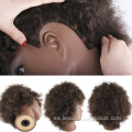 Cabeza de maniquí de cabello humano Cabeza de entrenamiento afro negro